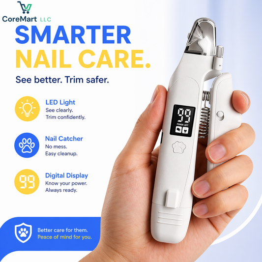 COREMART™ – LED Pet Nail Clipper with Nail Catcher & Digital Display